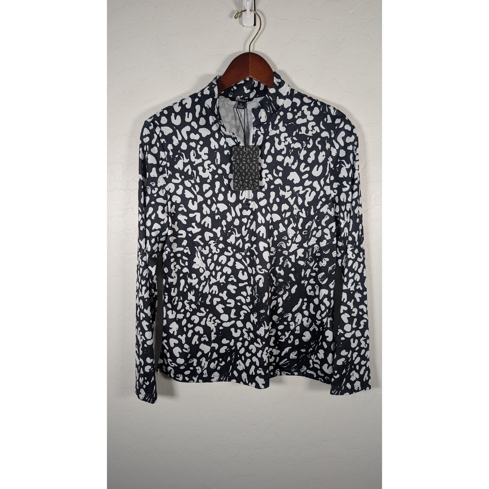 Acegolfs Pullover Shirt Womens Medium Black Spotted 1/4 Zip Golf Long Sleeve
